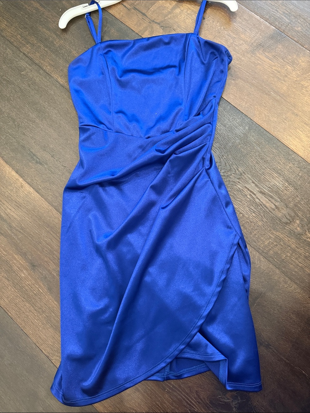 Honey and Rosie Cobalt Blue Satin Mini Dress with Spaghetti Straps